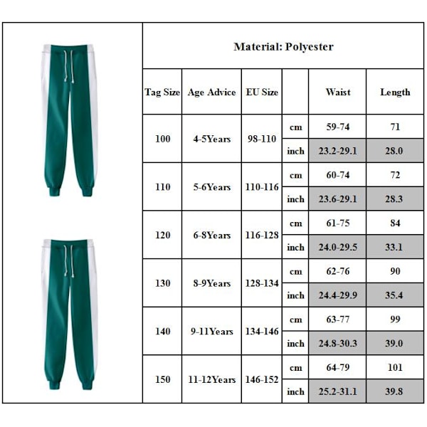 (Erikoiskampanja) Squid Game Kausi 2 Pelaaja 001/456/230/222/120/388/ Pukutakit tai Housut Pojille Tytöille 4-12 Vuotta Housut 150cm Pants