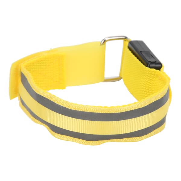 Reflekterende LED-armbånd med doble selvlysende stropper for nattløping, batteridrevet, gul