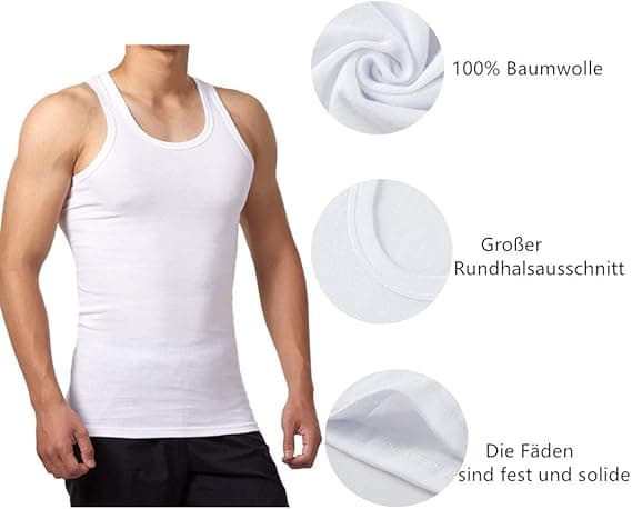 5-pack Herrlinnen 100% Bomull Tanktop Underkläder (Vit*5 XL