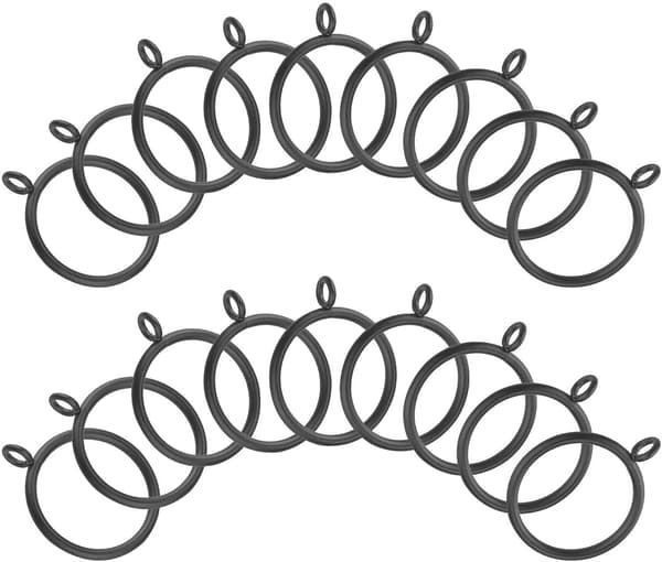 50-pak 38 mm gardinringe mat sort metal gardinstangsringe - passer til stænger op til 35 mm i diameter, sort