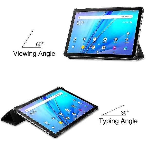 TCL Tab 10s 10,1 tuuman tabletille, kolminkertainen ohut ja kevyt kestävä kuori Smart cover TCL Tab 10s -kannella ja telineellä - musta