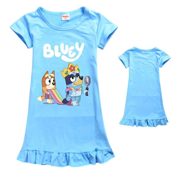 5-12-vuotiaille lapsille Bingo Bluey -pyjamat Tytöt Pyjamamekko Pyjama Yömekko Mekot Lahjat Violetti 9-10 vuotta