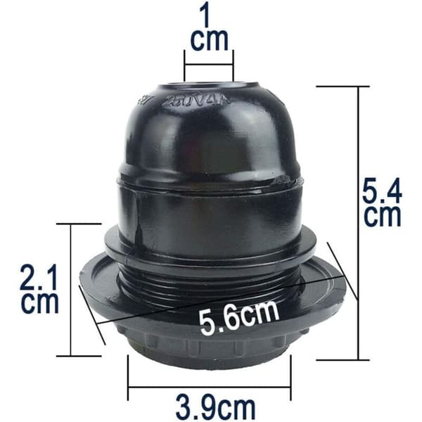 Sort E27 Skrue, E27 Lampeholder, 4 Stykker E27 Fatninger, E27 Sokkel Pære, Solid Pæresokkel, Sort Adapterstik, Lampesokkel Dekoration