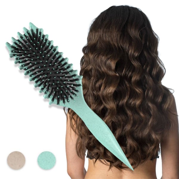 2ST lockigt hårborste - Bounce Curl Brush, Define Styling Brush för detangling, Boar Bristle Hair Brush Styling Brush Green