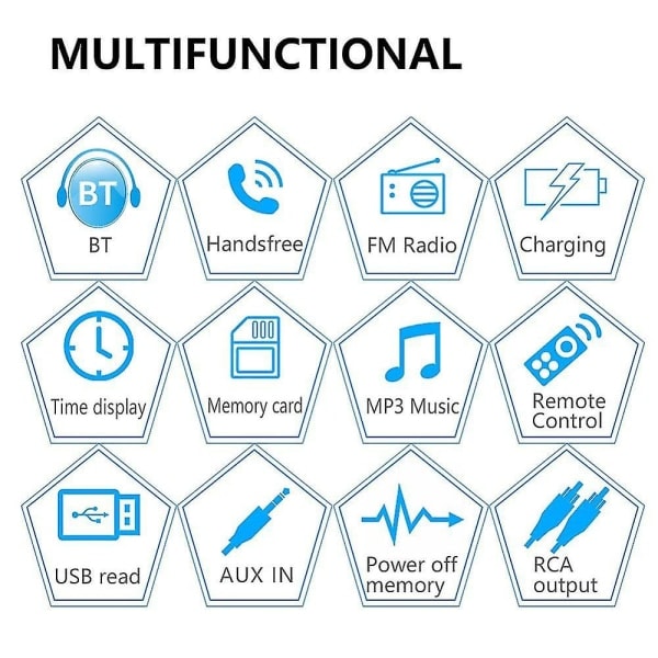 Autoradion Bluetooth USB SD USB FM-radio MP3-soitin PC-tyyppi: 12-nastainen -8014