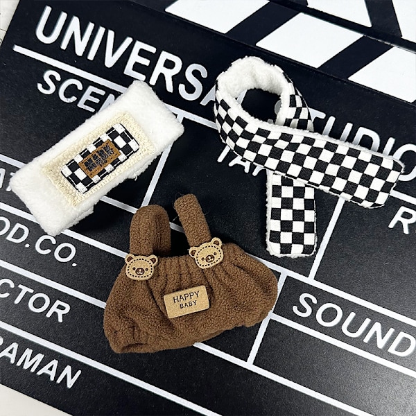 1 LABUBU klänning, svartrutigt set (hårband + bakbyxor + halsduk)^^ou 8