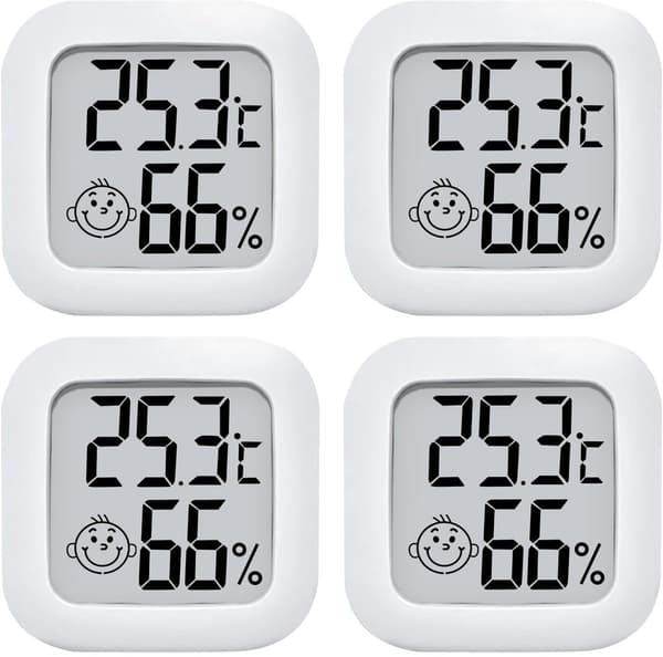 Mini Hygrometer - 4-pack - Väderstation - Termometer - Luftfuktighetsmätare - Hög