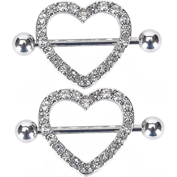 2 par hjerter nippelringer 316L rustfritt stål nippelpiercinger skive stang 14g dobbelt lag -GSL