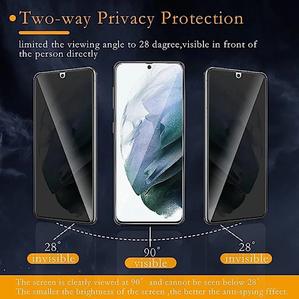 (Særlig kampagne) Privatlivsbeskyttende hærdet glas Samsung Galaxy S22 skærmbeskytter Anti Spy fingeraftrykslåsning