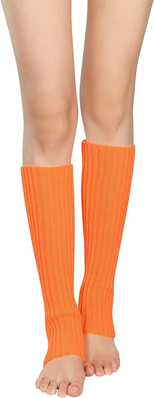 Dam Benvärmare i 80-tals Ribbstickning Orange