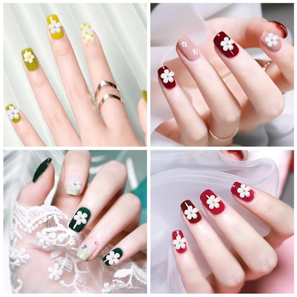 2 Set Akryl Blomsternaglar Dekoration-Platta Hartsdekaler Naglar-Kvinnor Flickor DIY Nageldesign