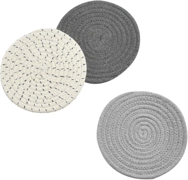 Vevde Grytekluter i Bomull, Sett med 3, for Matlaging og Baking, 18 cm Diameter