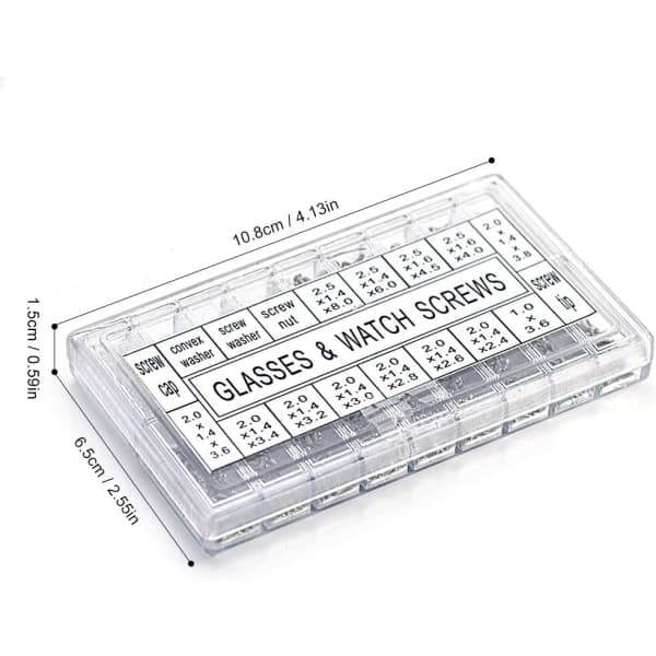 1000 stk Micro Brille Forma Mini Solbriller Sortiment Skruv Klok Mutter Reparationssæt til Rustfrit Stål Skruer