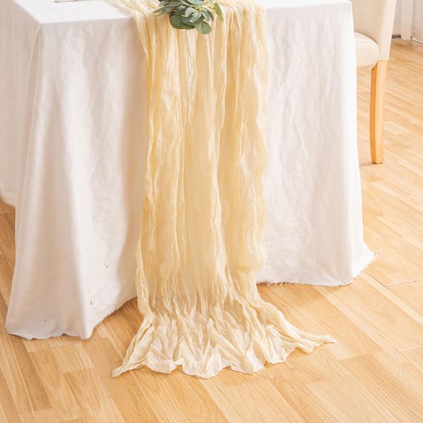 4m Bryllupsduk i gas, Bryllupsborddekorasjon, Rustikk stil Beige