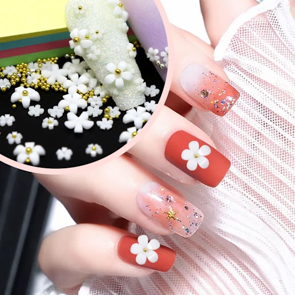 2 Set Akryl Blomsternaglar Dekoration-Platta Hartsdekaler Naglar-Kvinnor Flickor DIY Nageldesign