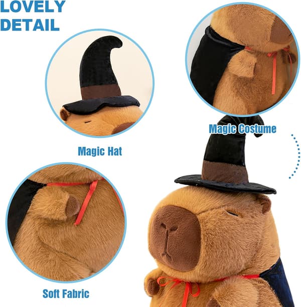 Söpö Kapybara Pehmolelu Kokkihatulla ja Patongilla, Kapybara Pehmoeläin Lapsille, Ruskea Magic Kapybara Magic Capybara 32 cm