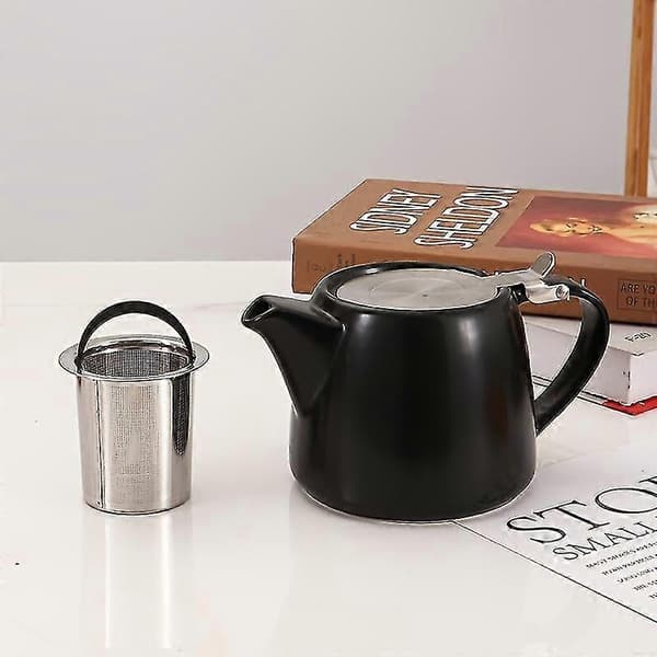 Autentisk japansk tekande i keramik | Filter i rustfrit stål | Elegant og funktionel til eftermiddag Matte Black