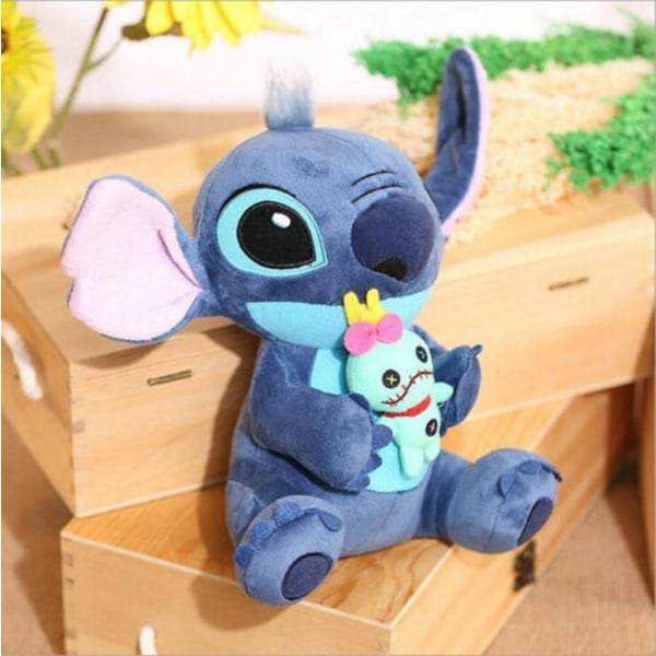 Disney Lilo & Stitch Plyschleksak Stitch Håller Scrump Mjuk Docka 23 cm
