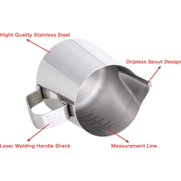 Espressomælkskummende kande 20 oz, Espressomælksdampende kande 20 oz, Kaffe mælkskummende kop, Kaffe dampende kande 20 oz/600 ml