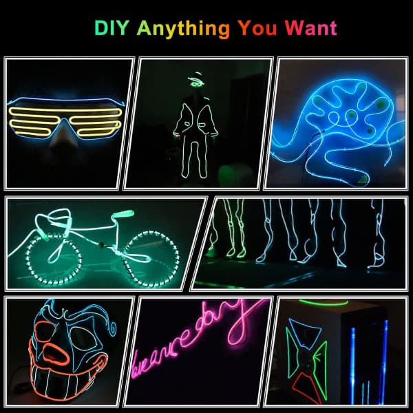 Bil LED Interiør Strip Lys 3m USB Neon Tråd Lamper Lysende Ambient Belysning Bil Dekor Innvendig Blå