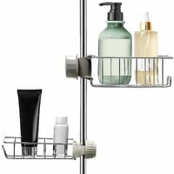 2 stk. Duschyller Uden Boring - Duschshampoo Holder - Dusch Sæbeholder - Dusch Caddy - Duschkurv - Duschgel Opbevaring - Badeværelse - Badekar