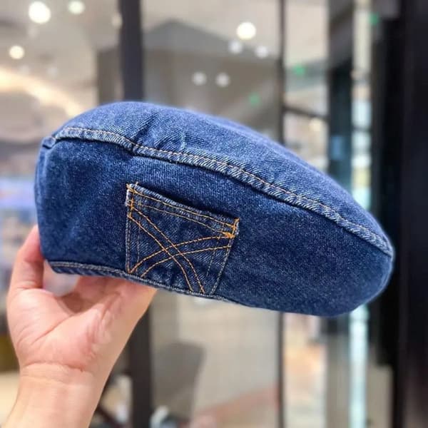 Retro Denim Beret Hatt Høstfarge Lue MØRKEBLÅ dark blue