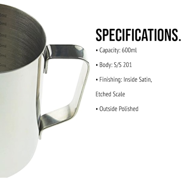 1 st 600 ml Barista mjölkkanna för kaffemaskin, mjölkskumning