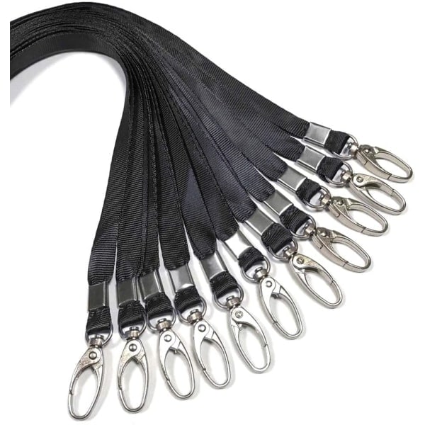 10 kpl Musta Lanyardit Henkilökortteja Varten Nylon Lanyard Bulk Clip Kiertävä Koukku Toimisto Henkilökortteja Avaimenperät