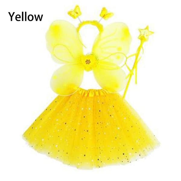 4 stk./sæt Fe Vinge Nederdel Prinsesse Kostume Sæt GUL yellow