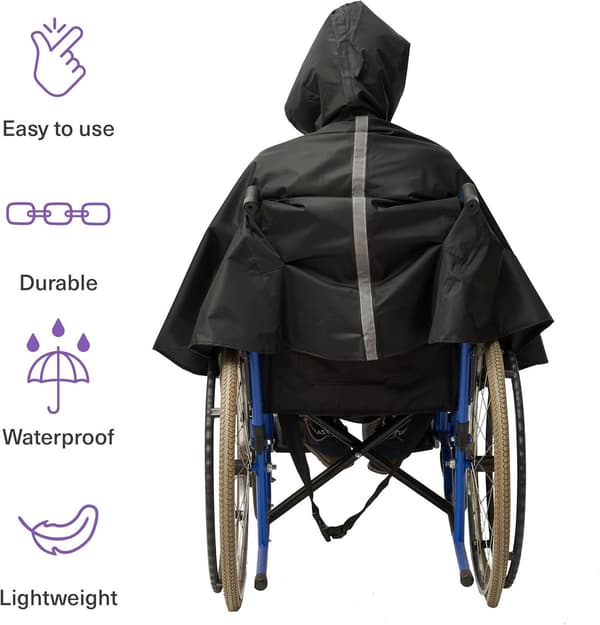 Rullestolregnponcho Regnkappe - Vanntett Rullestolponcho - Elscooterponcho