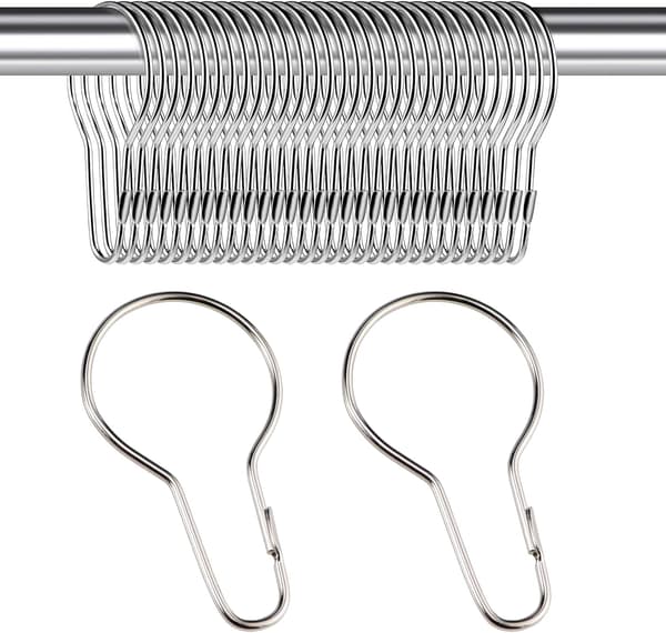 30 st duschdraperiringar, rostfria metallkrokar, dekorativa öglor för badrum, sovrum, kök, gardinstänger