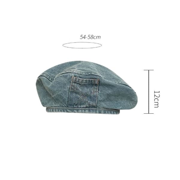 Retro Denim Beret Hatt Høstfarge Malerhatt BLÅ blue