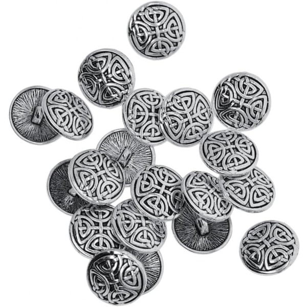 20 kpl Vintage Metallipainikkeita Varrella Upea Käsityö Vikingipainike - 17mm Labyrintti