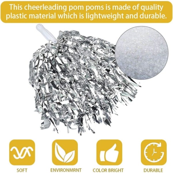 12 kpl Cheerleader-pom pomeja (sekoitetut värit) Höyhenenkevyitä metallilla