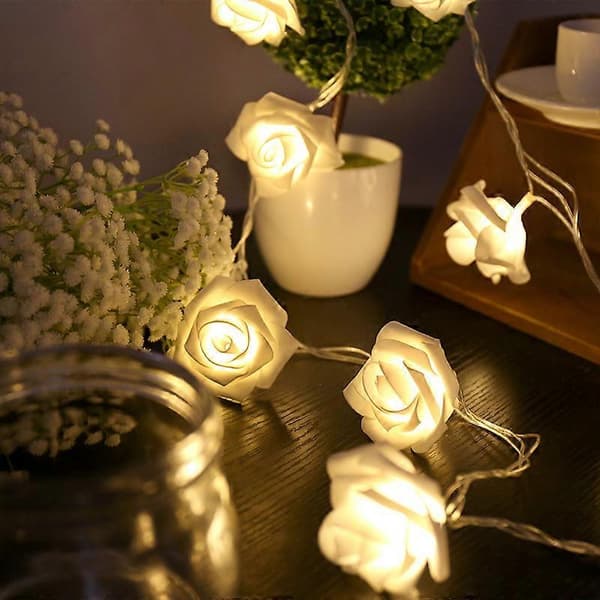 Høstdekorasjoner Bladlys Hagelys Juleblader Dekor Rose White Usb 6M*40Lights