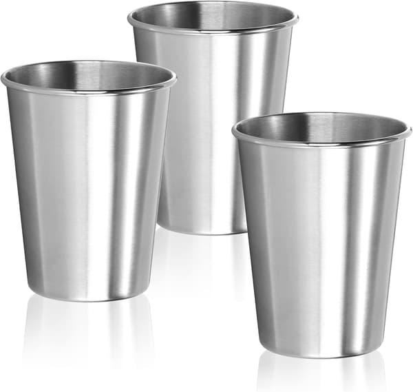 3x Rustfrie drikkekopper, kopper laget av rustfritt stål 304 lett campingkopp, reisekopper splintfrie 300ML 300ML