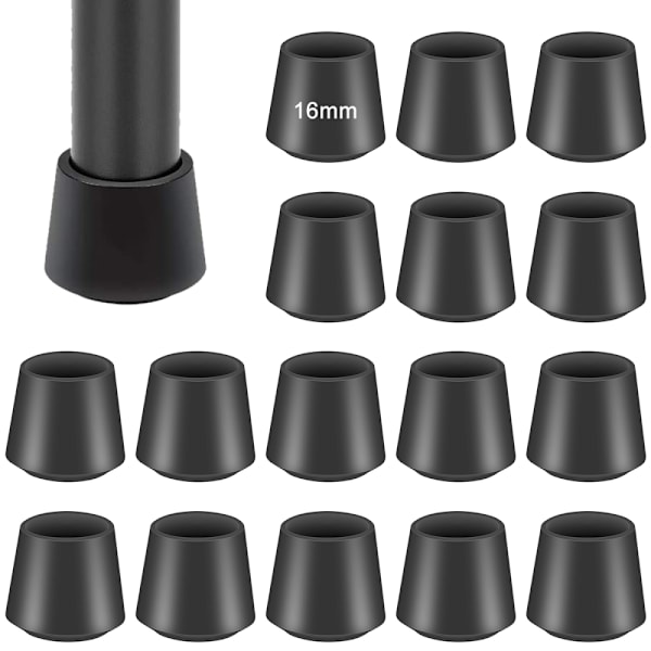 16 st stolsbenskydd för att skydda dina golv och möbler, 16*24 mm, svart