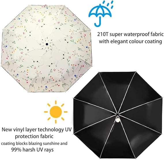 UV Solparasol Kompakt Foldbar Rejseparaply Automatisk Åbning Cl