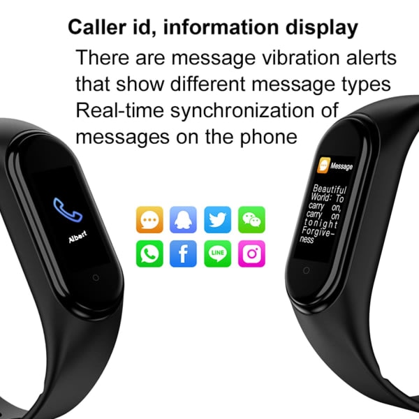 Smartwatch, Fitness Tracker med pulsmåling/blodsukker/søvnmonitorering/meddelelsespåmindelse, vandtæt ur til iOS Android - Sort Kirsebær