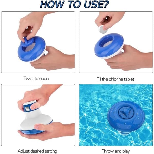 4 stk. Flydende pooldispenser, 12,7 cm flydende klordispenser, automatisk klordispenser, justerbar flydende tabletboks, pooldispenser til klor