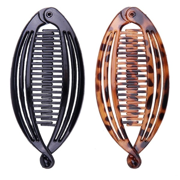 2-pack bananklämmor för hår Klassiska hästsvanshållare för flickor Interlocking Banana Combs Fashion