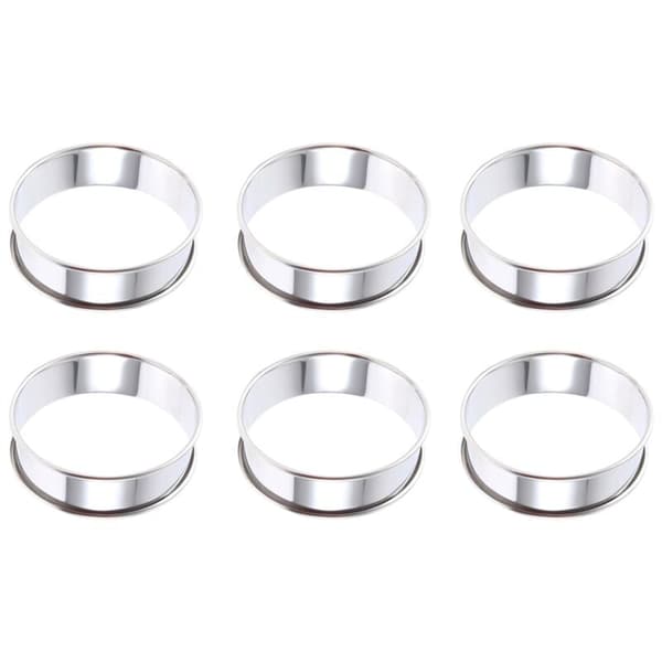 6 st Muffinringar Dubbelvalsade Ringar Rostfritt Stål Muffinringar Metall Rund Ringform för Matlagning