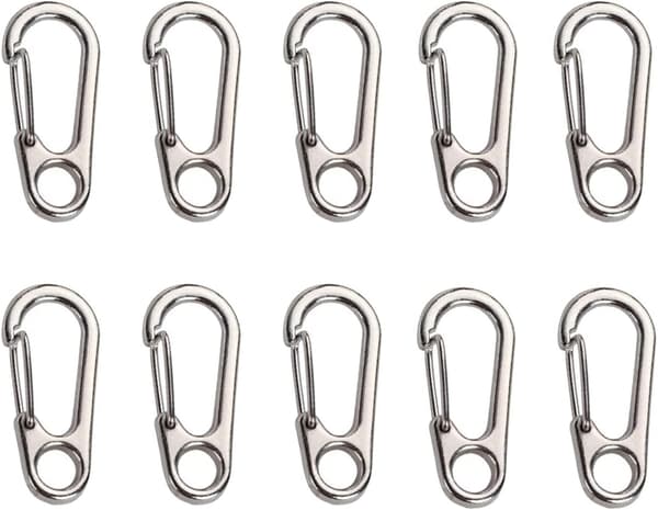 10-pack Mini Karbinhake Nyckelringar, Små Silverfärgade Karbinhakar, för Camping, Vandring och Bergsklättring