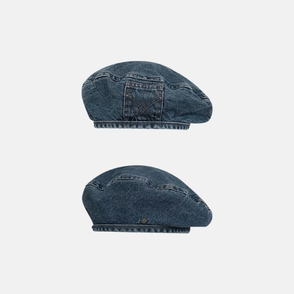 Retro Denim Beret Hatt Høstfarge Lue MØRKEBLÅ dark blue
