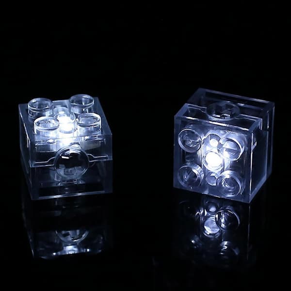 Lys Sæt Klar Transparent Klods Reservedel til DIY Byggeklodser Red blue double flash