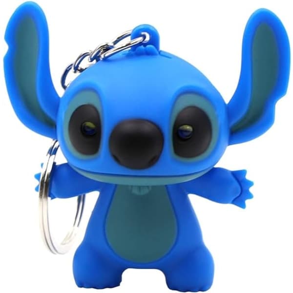 Vinyl 2 kpl Stitch Piirretty Mallinnus Avaimenperä LED Taskulamppu Key R