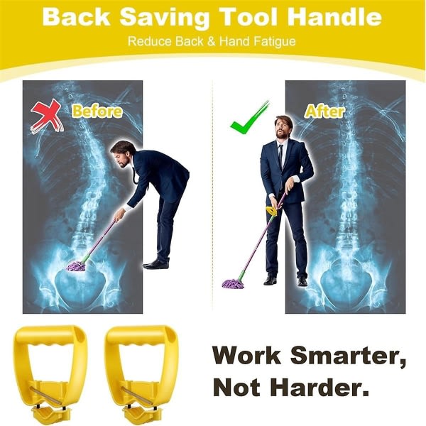 2 stk. rygbesparende værktøjshåndtag, ergonomisk skovl eller rive håndtag tilbehør, værktøjshåndtag
