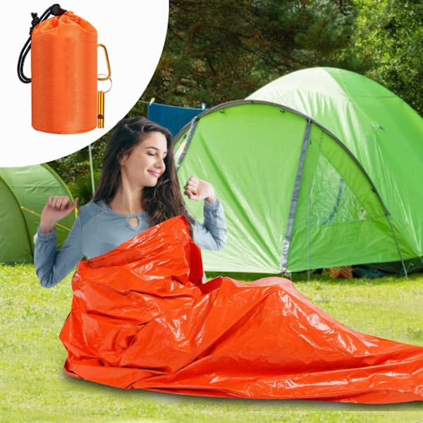 Nødsøvnpose Let Overlevelsespose 26 Micron Orange Bærbar Termisk Sovepose til Camping Vandreture