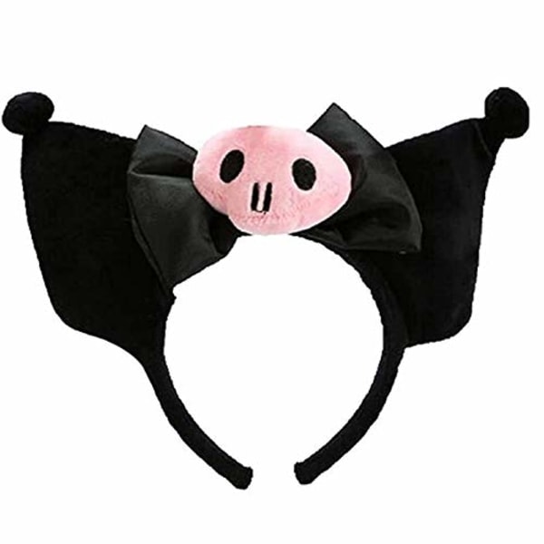 Kuromi hårklämma öron pannband, plysch pannband Anime Cosplay huvudbonad tillbehör för flickor svart