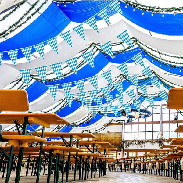 Oktoberfest Dekorasjon 30 Vimpler Blå Hvit Girlander Flagg 20 x 30 cm